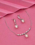 SILVER PEARL EARRING WITH NECK CHAIN