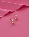 SILVER ROSE GOLD FOAM CIRCLE EARRING WITH NECK CHAIN