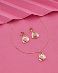 SILVER ROSE GOLD RHODIUM TOUCH NECKCHAIN WITH EARRINGS