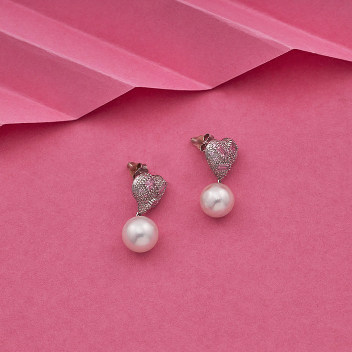 SILVER HEART EARRINGS WITH NECK CHAIN