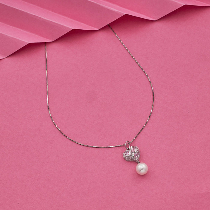 SILVER HEART EARRINGS WITH NECK CHAIN