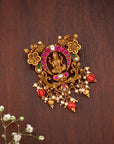 LAKSHMI PENDANT WITH CORAL BEADS