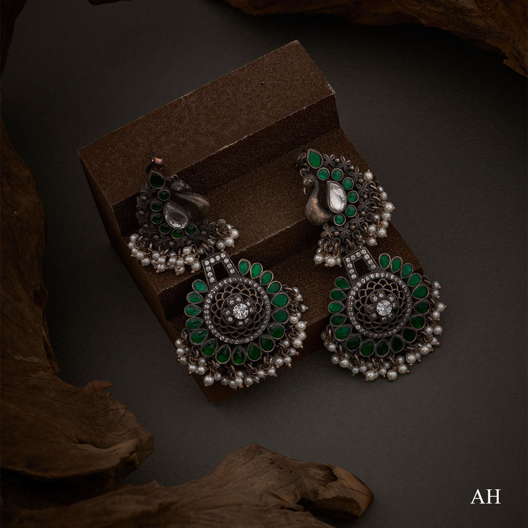 VINTAGE PEACOCK CHARM EARRINGS