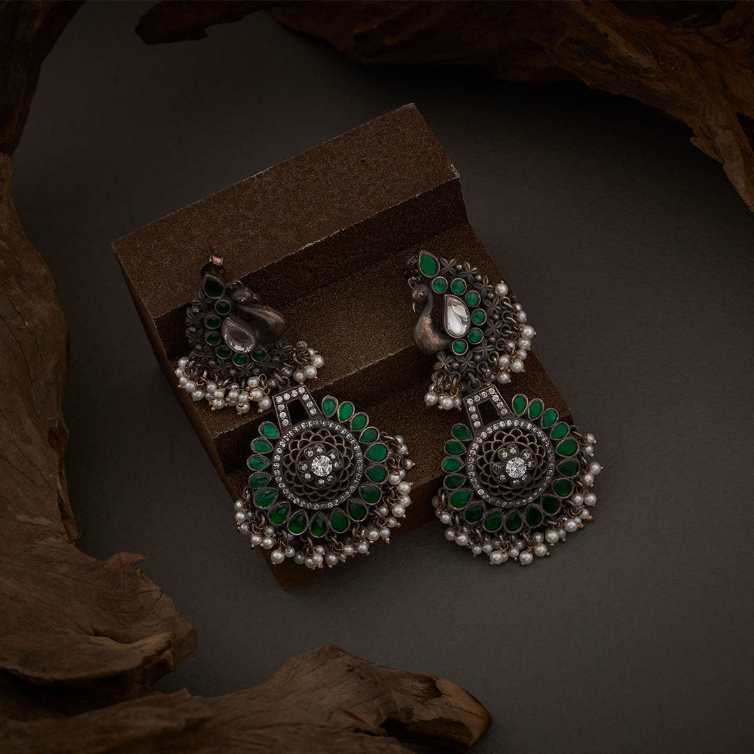 VINTAGE PEACOCK CHARM EARRINGS