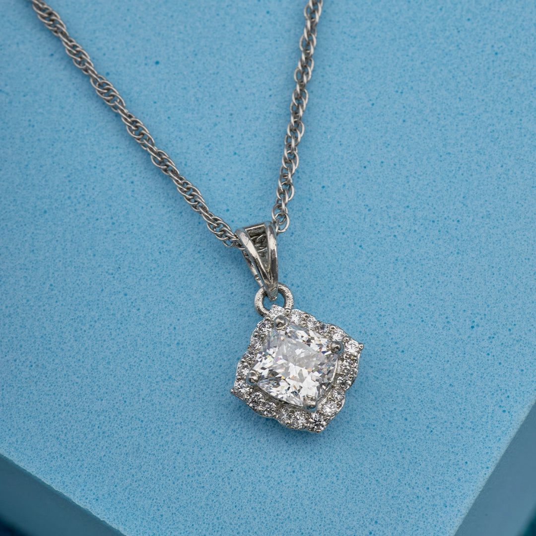 CUSHION HALO PENDANT CHAIN
