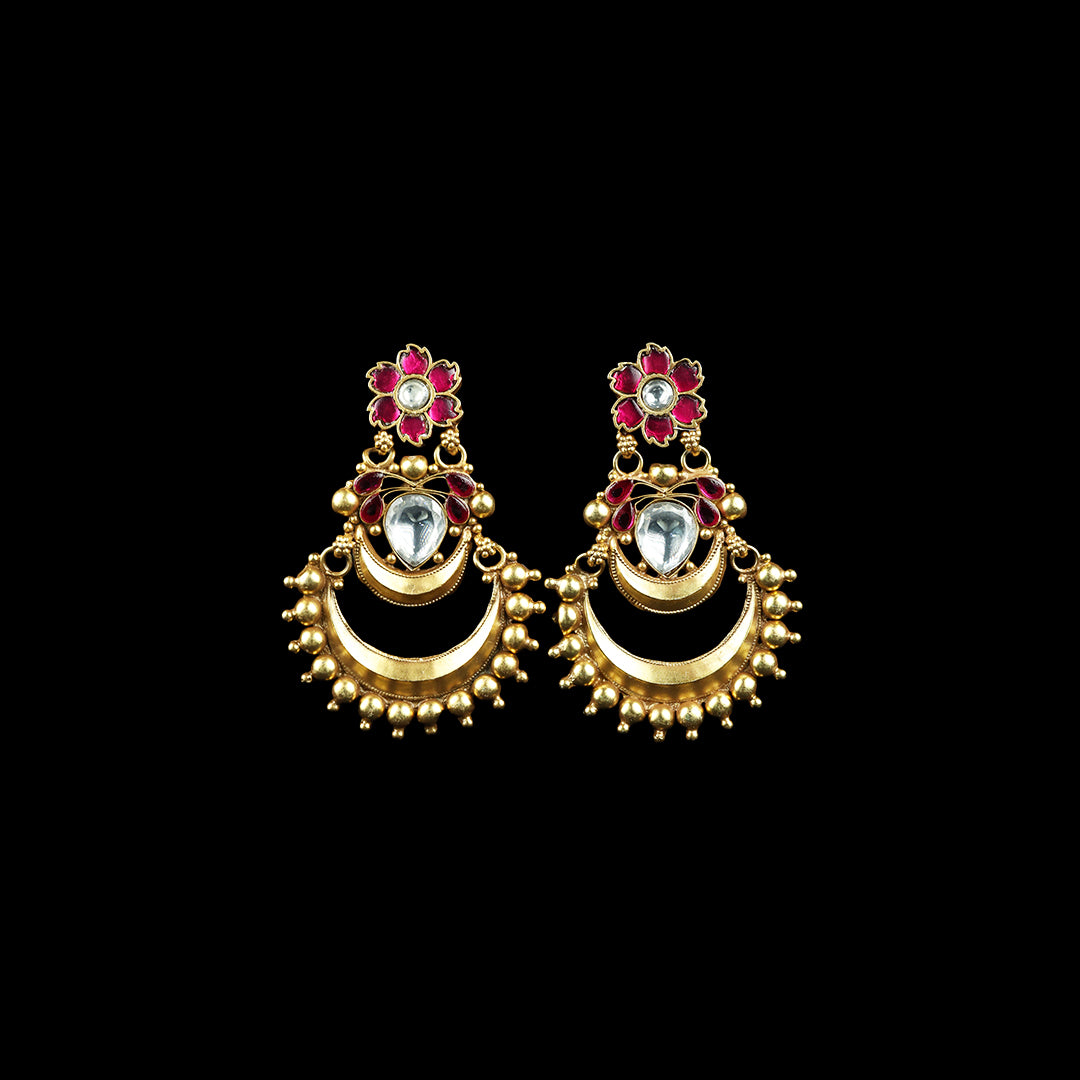 SILVER KUNDAN EARRINGS