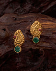 PEACOCK GREEN STONE EARRINGS