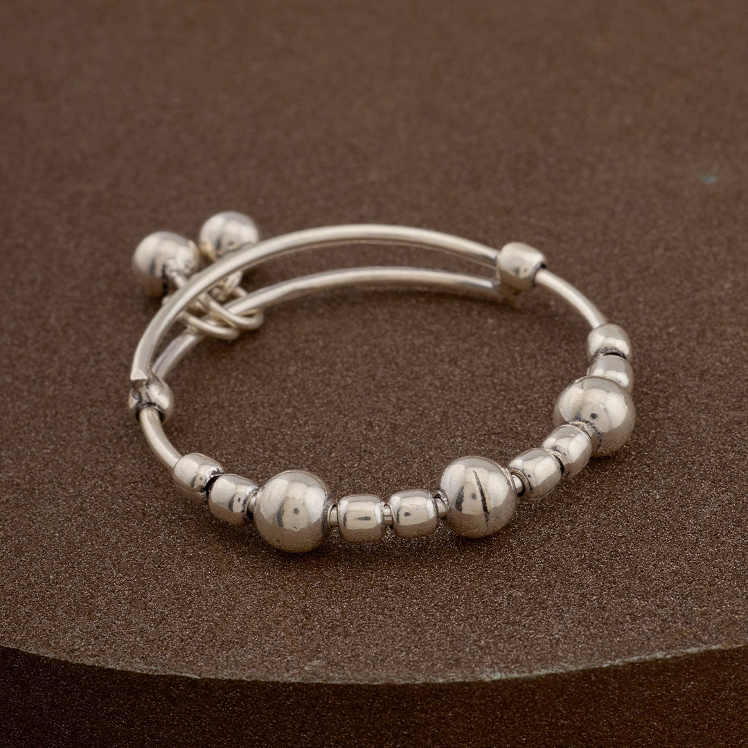 SILVER BEAD KIDS ANKLETS