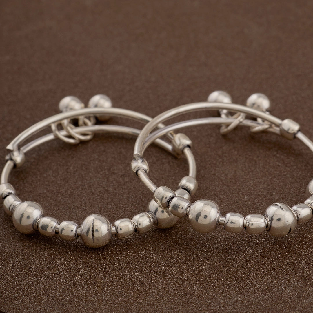 SILVER BEAD KIDS ANKLETS