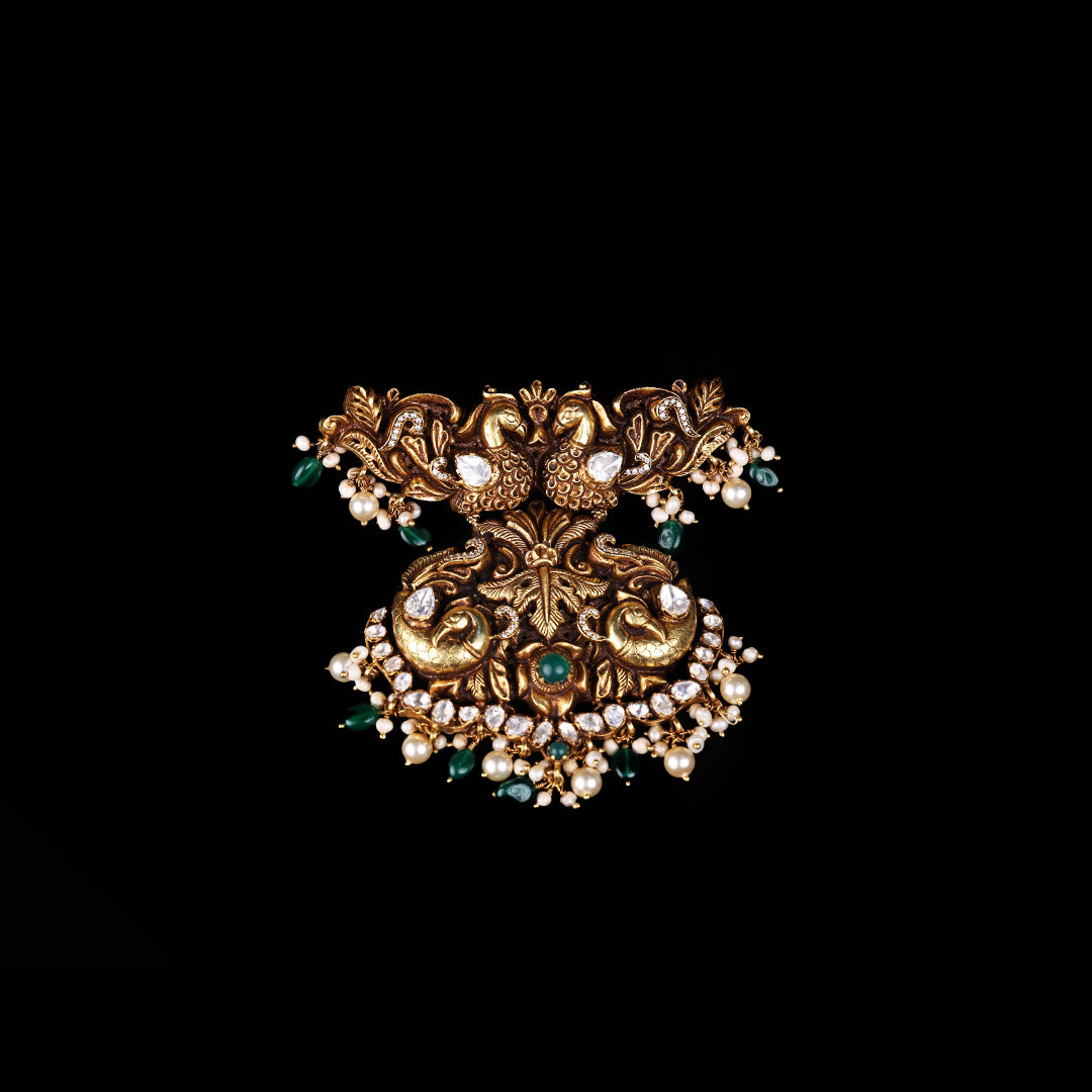 SILVER ANTIQUE NAKASH PEACOCK PENDANT