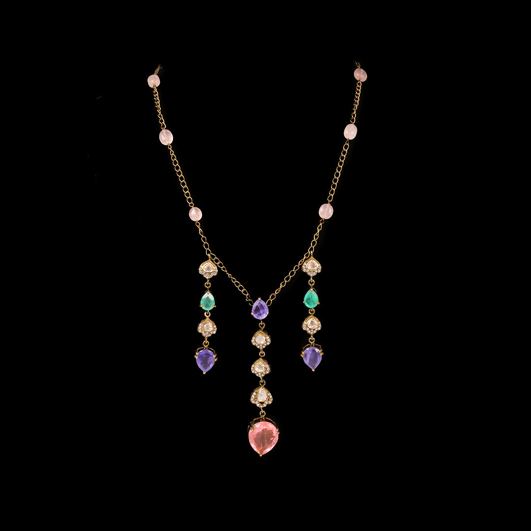 SILVER TRENDY DROPS PARTY NECKLACE