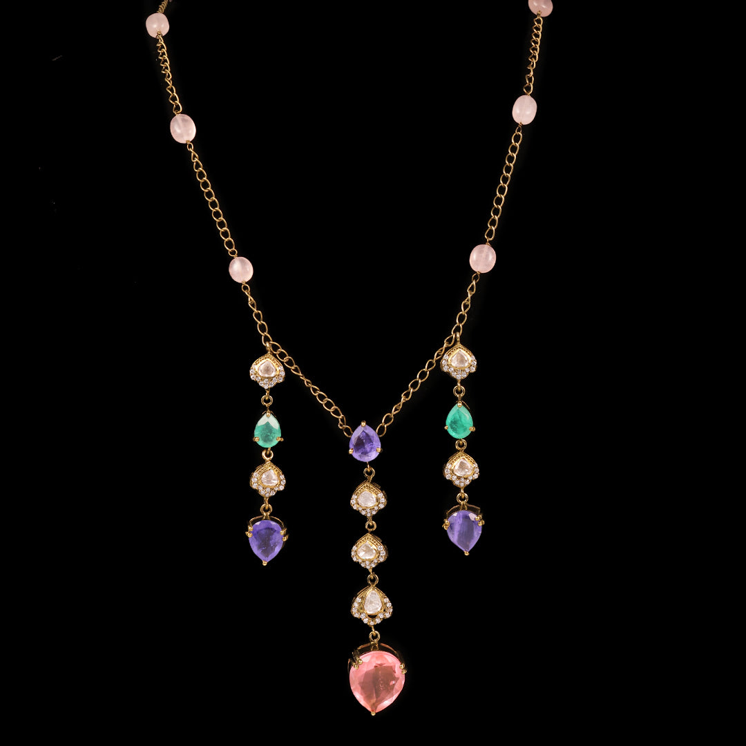 SILVER TRENDY DROPS PARTY NECKLACE