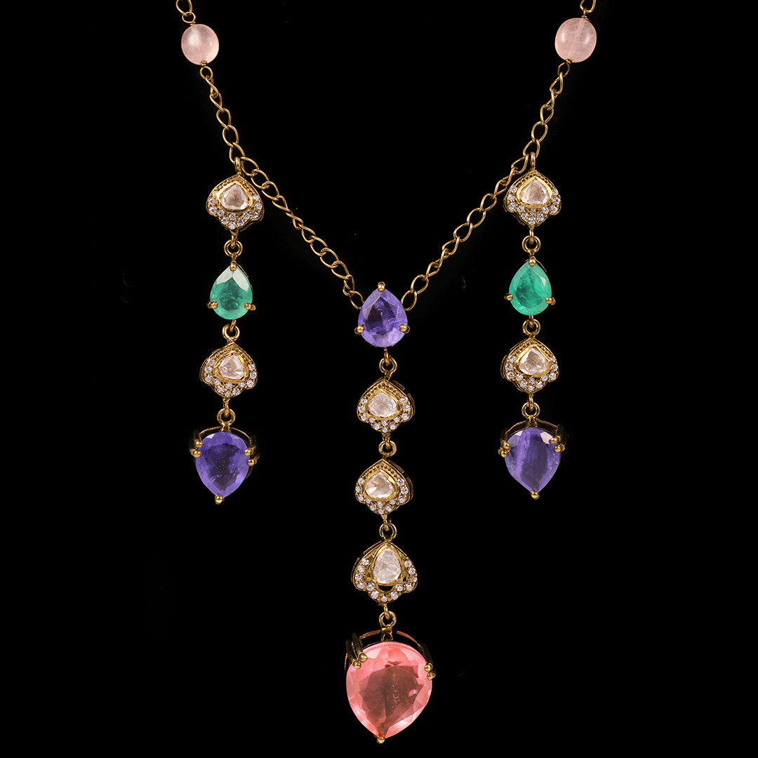 SILVER TRENDY DROPS PARTY NECKLACE