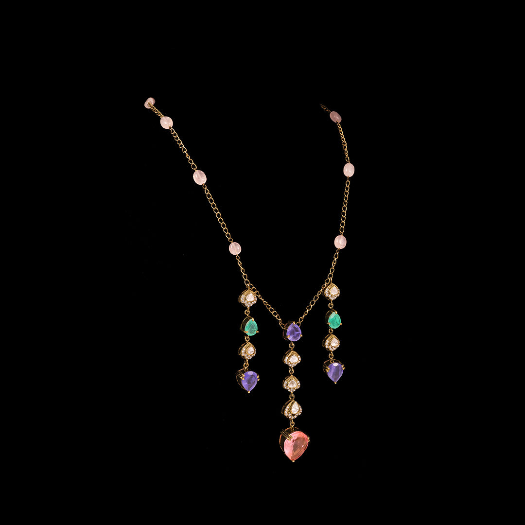 SILVER TRENDY DROPS PARTY NECKLACE