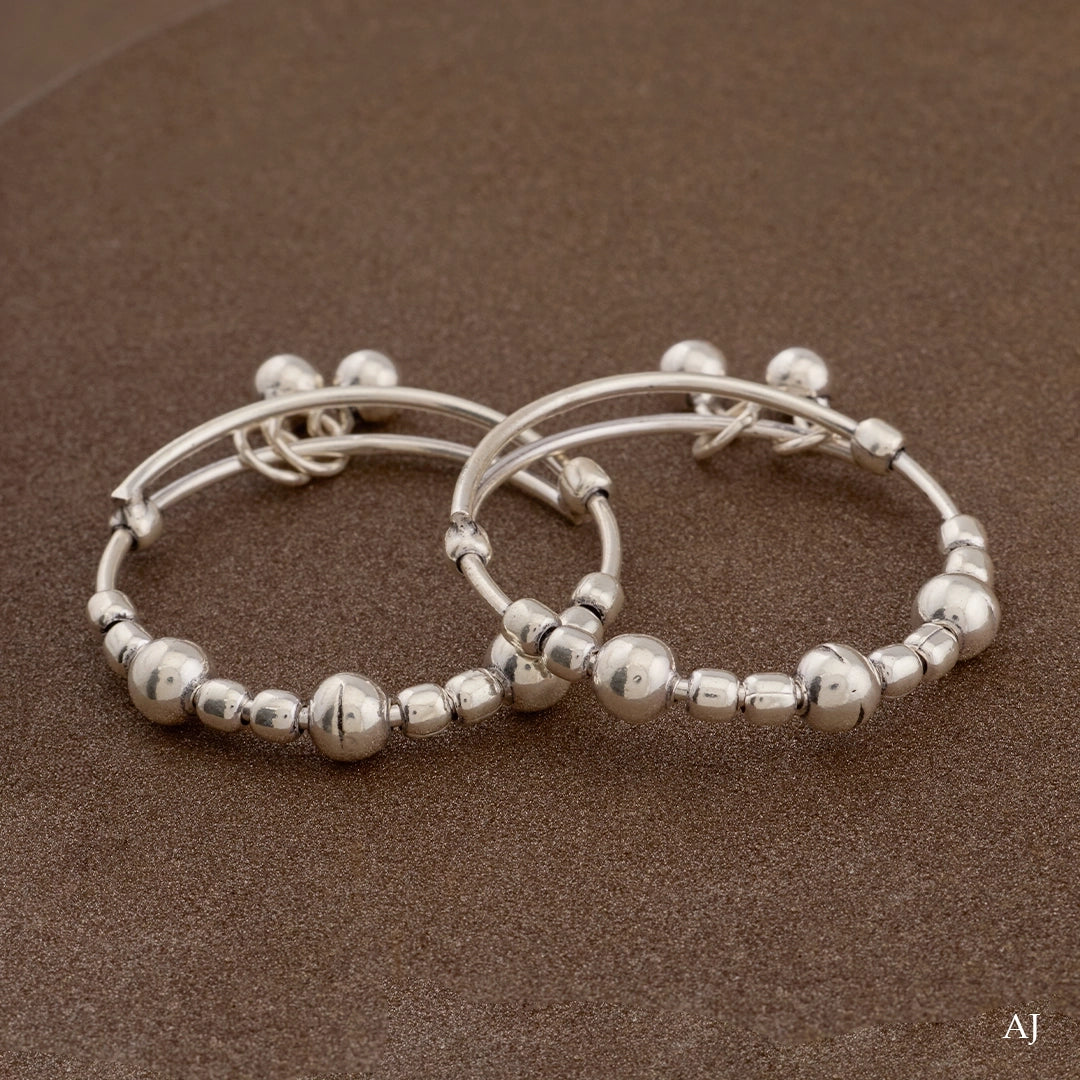 SILVER BEAD KIDS ANKLETS