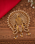 STONE STUDDED PEACOCK PENDANT.