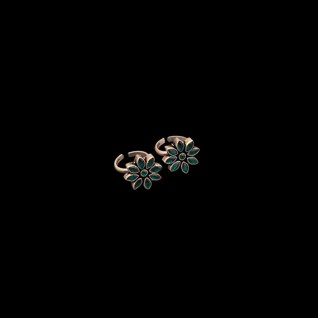 SILVER FLORAL TOE RING