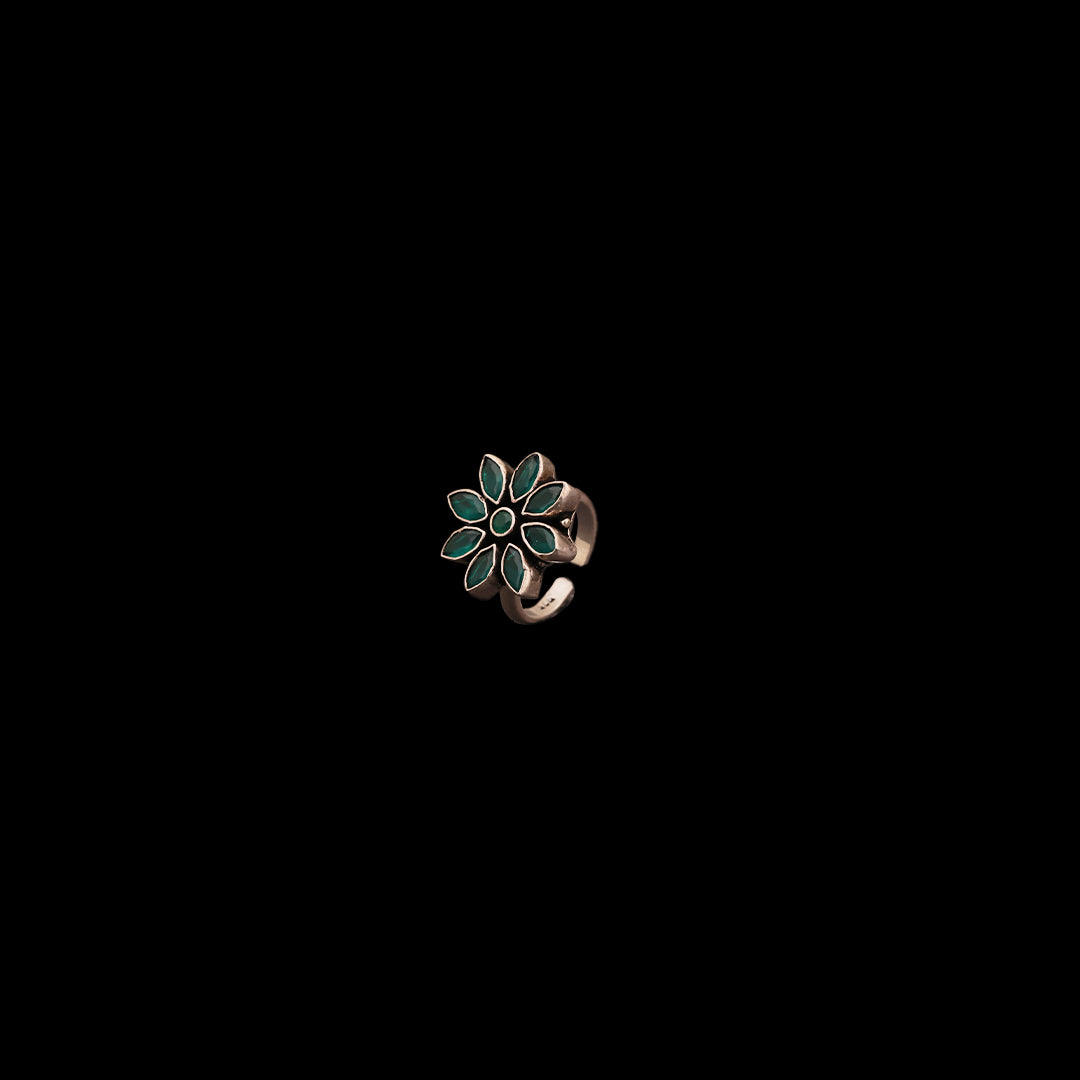 SILVER FLORAL TOE RING