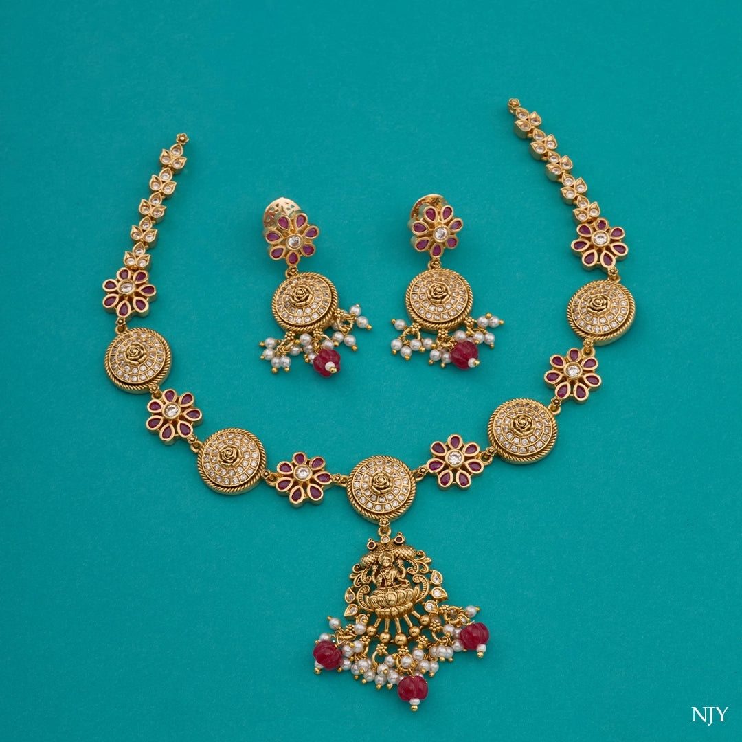 LAKSHMI CZ FLORAL NECKLACE SET