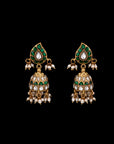 KUNDAN TEARDROP EMERALD JHUMKA