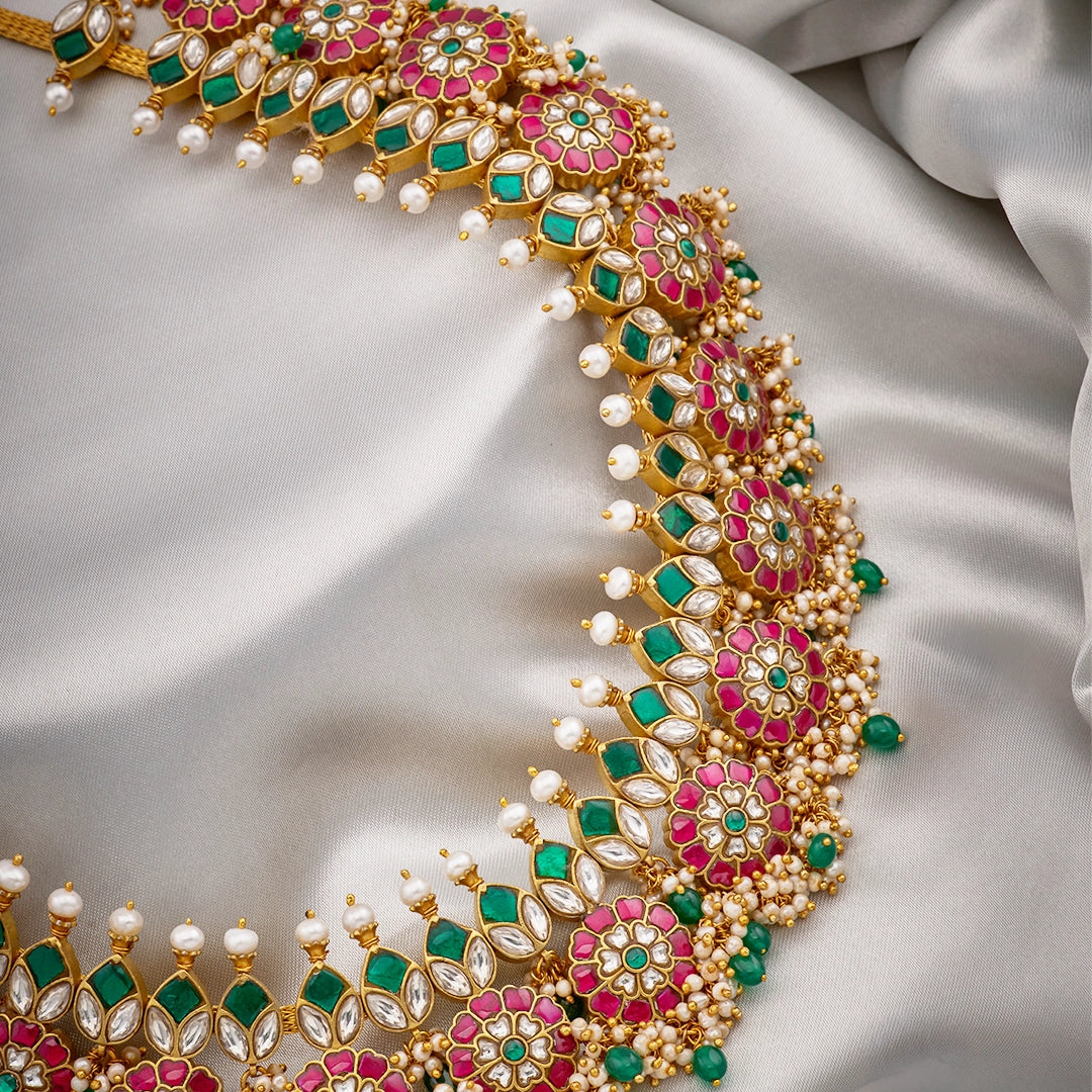 ROYAL EMERALD FLORAL BRIDAL NECKLACE