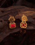 RED STONE PEACOCK EARRINGS