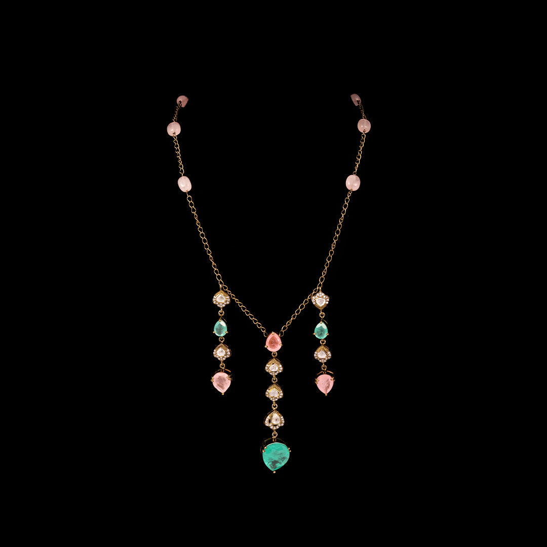 SILVER TRENDY DROPS PARTY NECKLACE