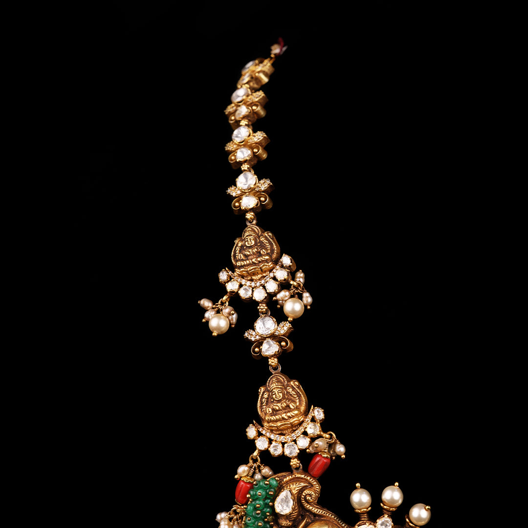 SILVER TRADITIONAL MOISSANITE PEACOCK HAAR WITH EARRINGS