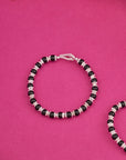 KIDS SILVER AND BLACK BEADS ANKLETS