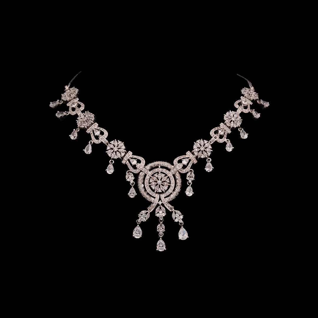 TRENDY ZIRCONIA NECKLACE WITH EARRINGS