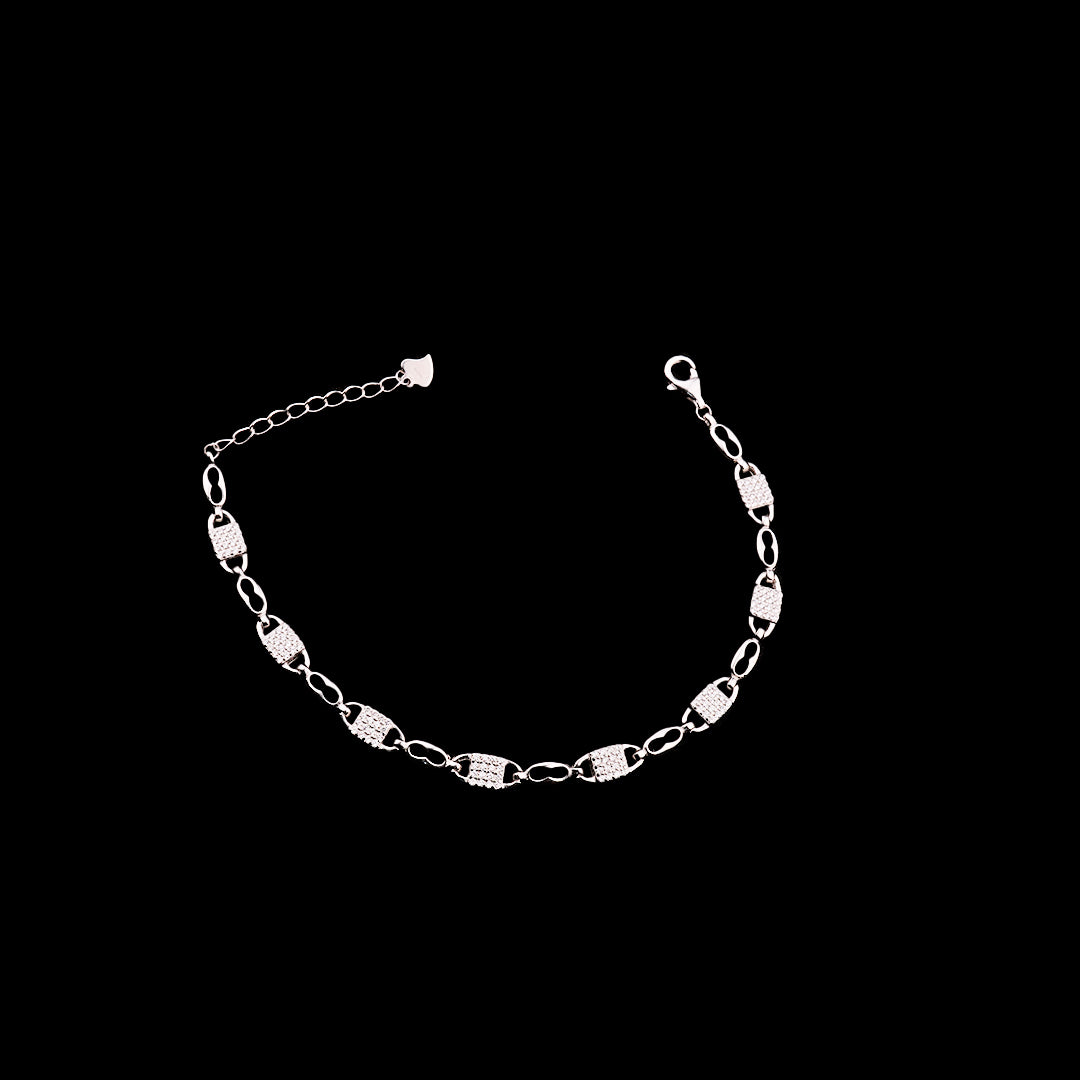 SILVER WOMEN&#39;S SCISSORED STONE  BRACELET