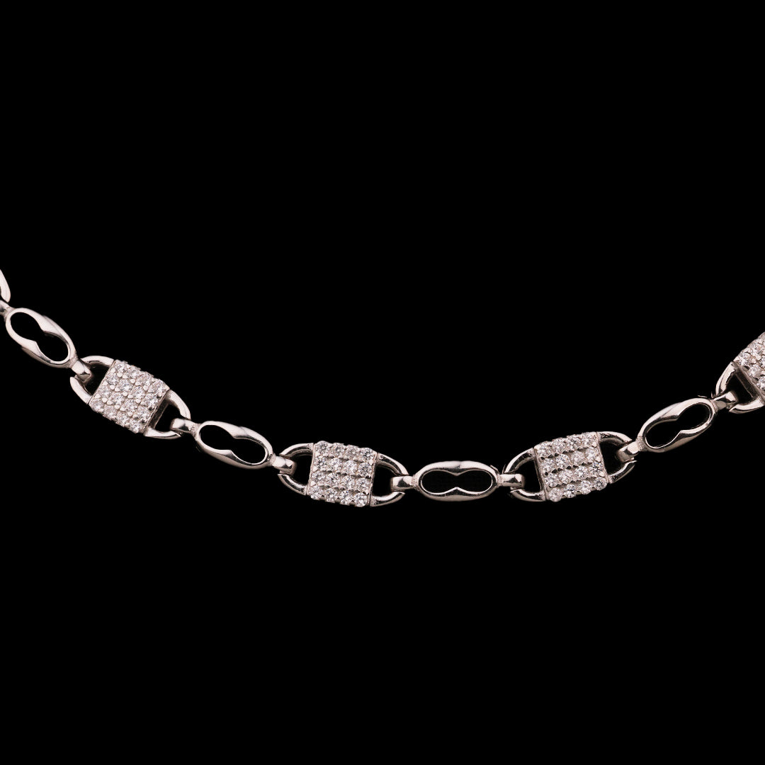 SILVER WOMEN&#39;S SCISSORED STONE  BRACELET