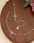 FLORAL DROP SILVER ANKLET