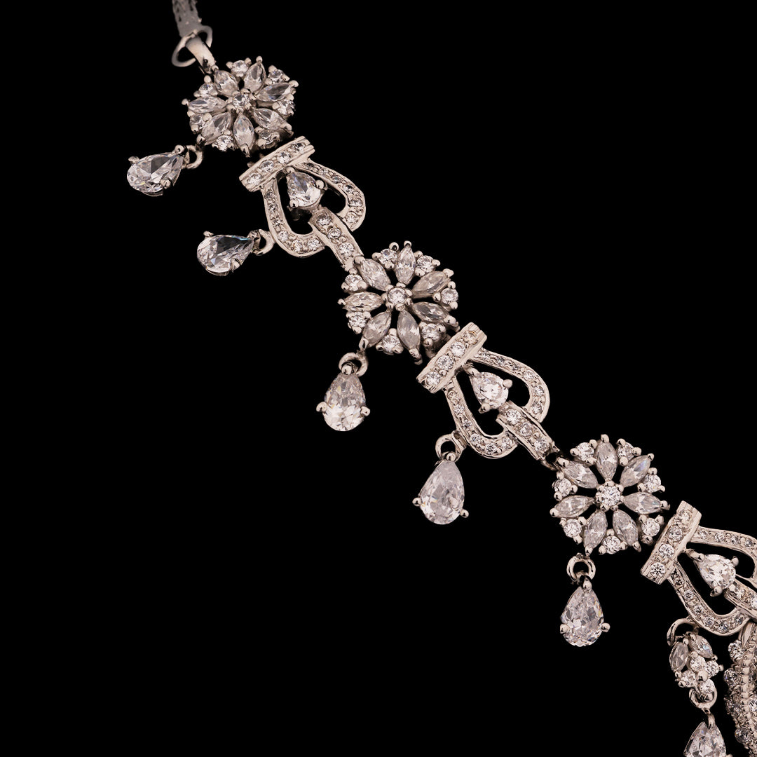 TRENDY ZIRCONIA NECKLACE WITH EARRINGS