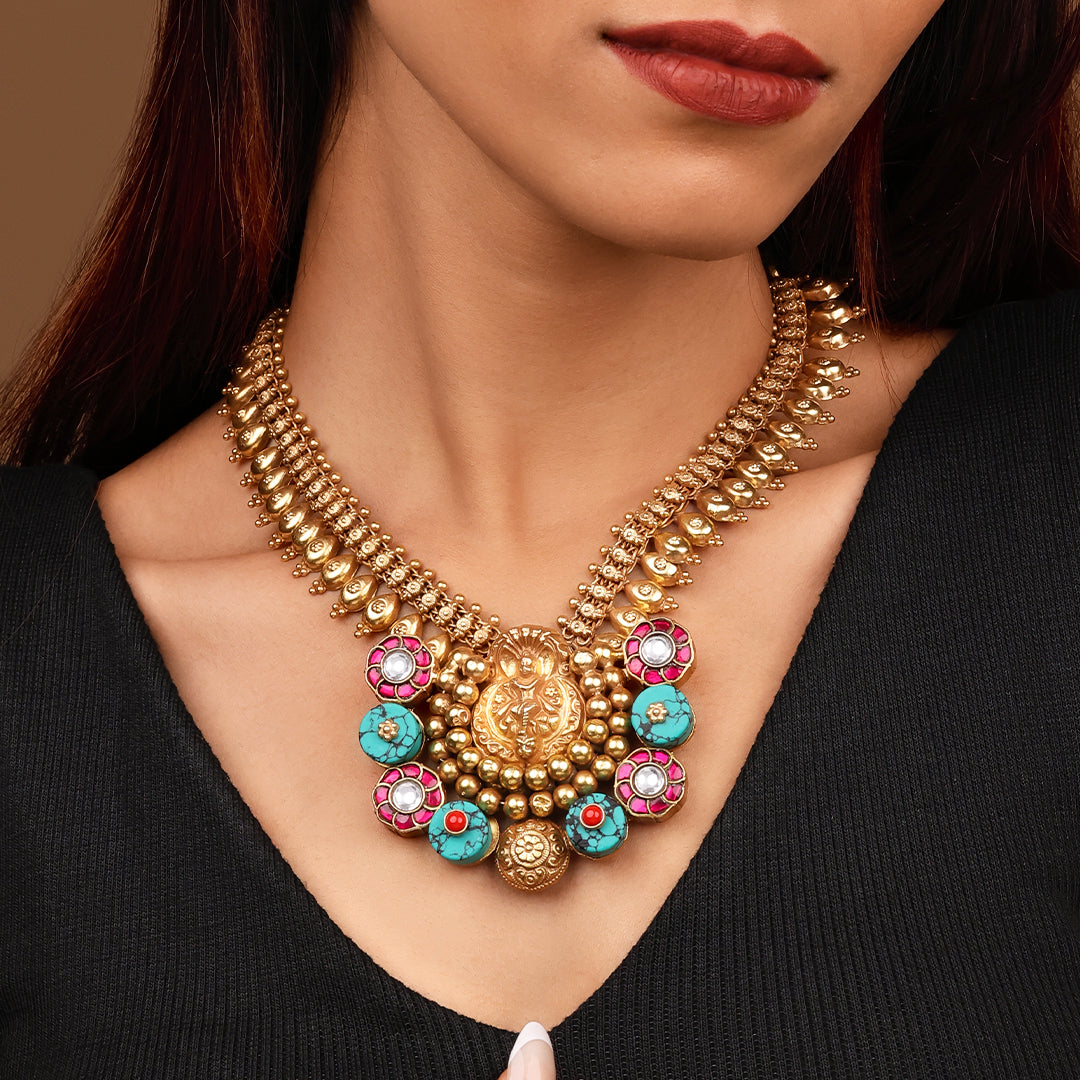 SILVER TURQUOISE STONE NECKLACE