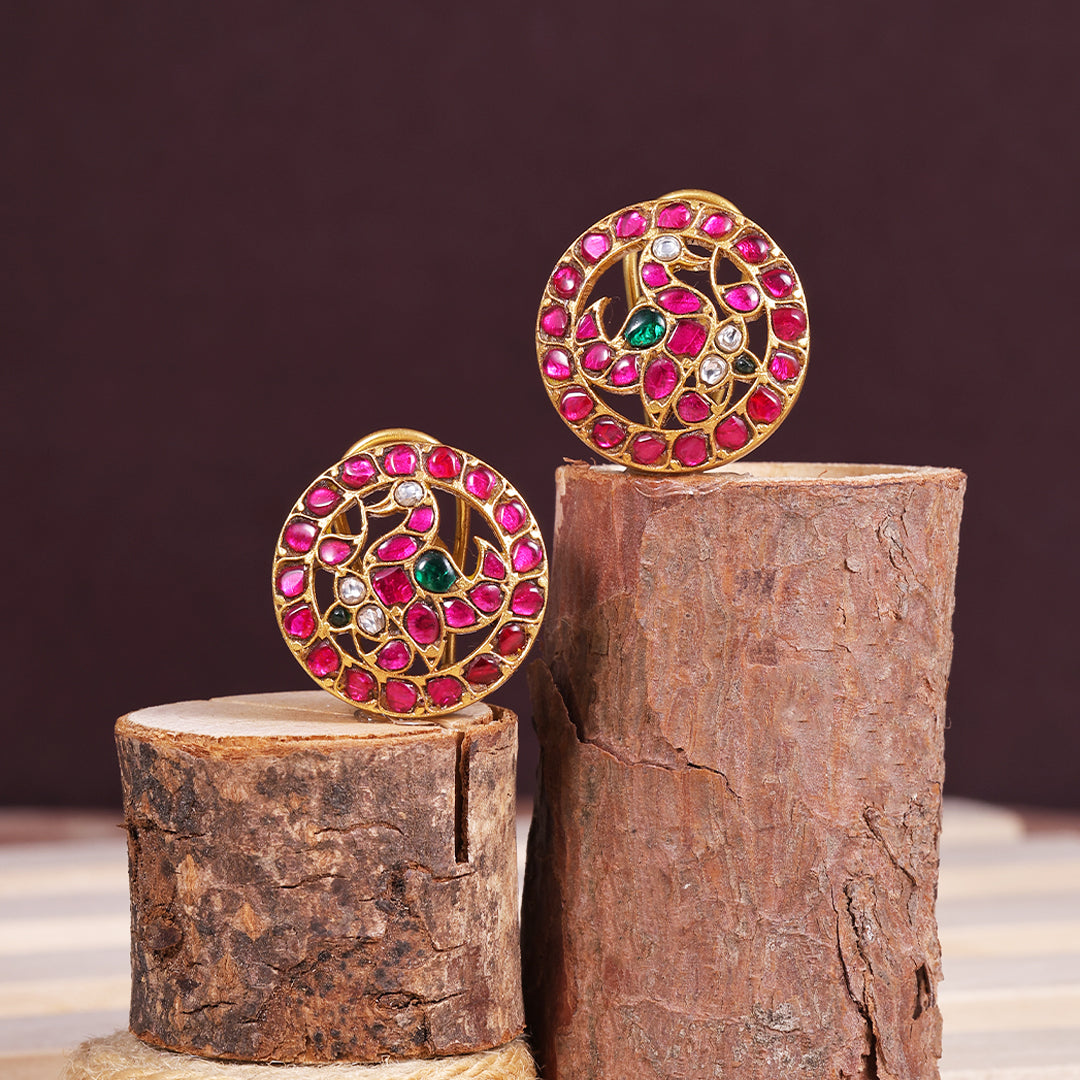 PEACOCK KUNDAN STUDS