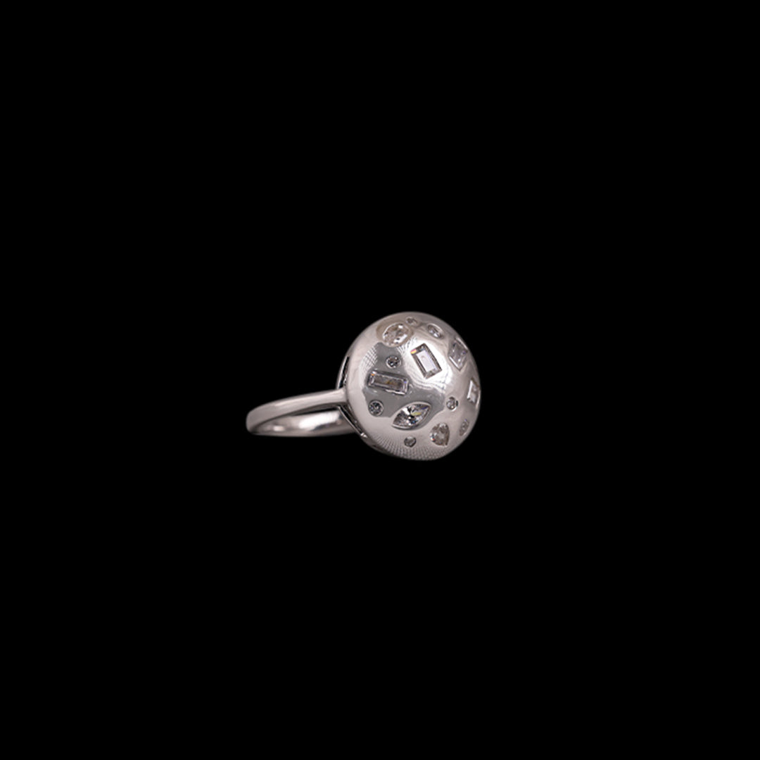 SILVER FULL MOON RING