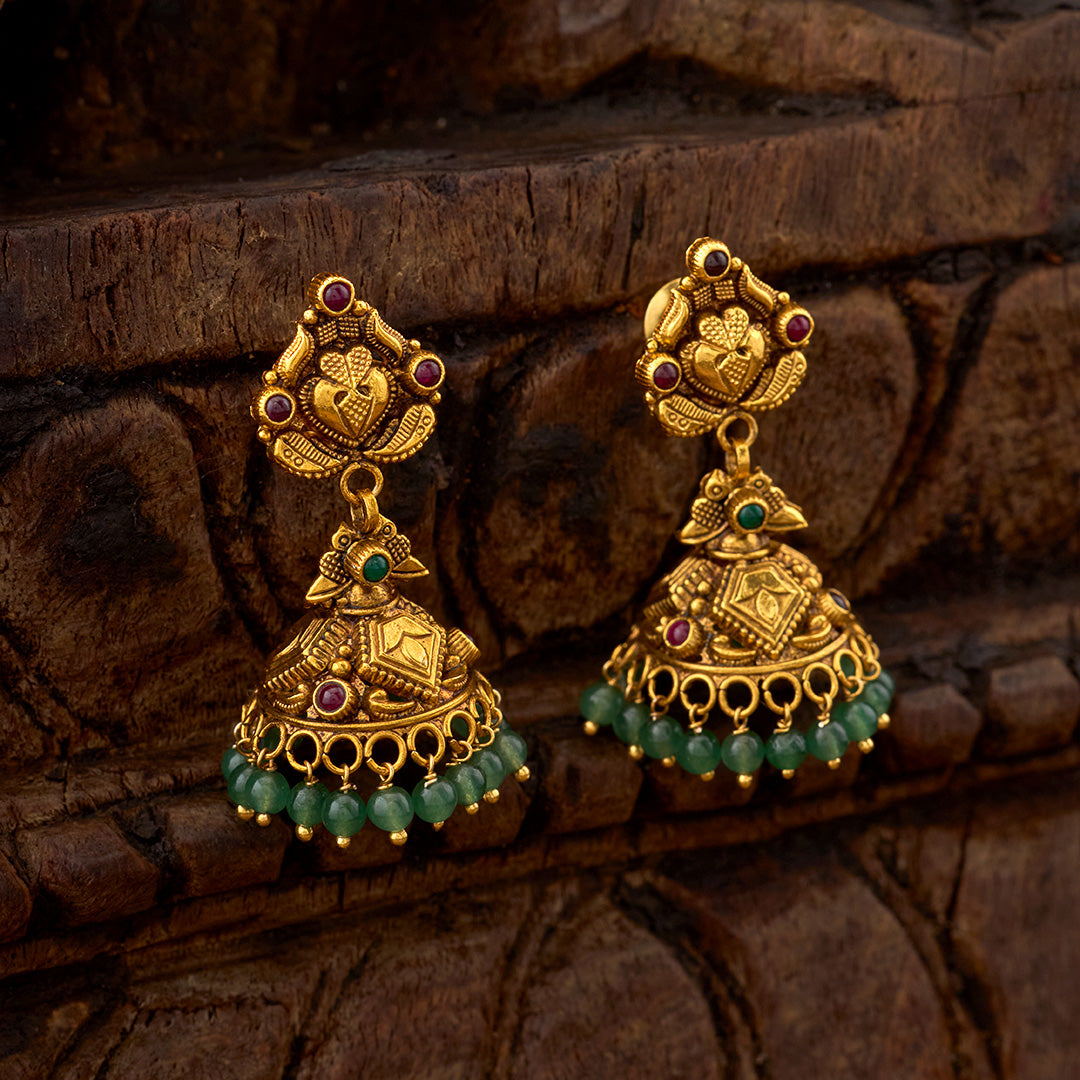 MAJESTIC EMERALD DROP JHUMKAS