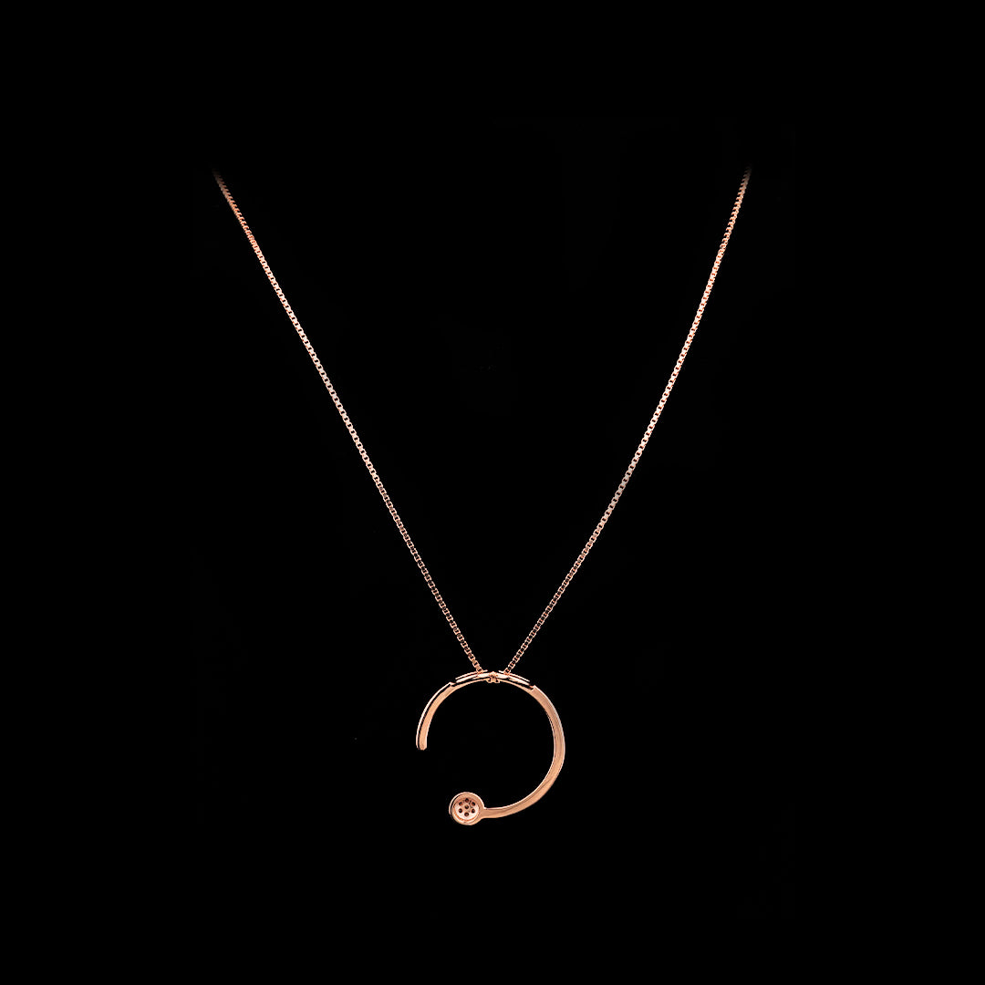 SILVER ROSE GOLD HALF MOON  EARRINGS WITH NECK CHAIN