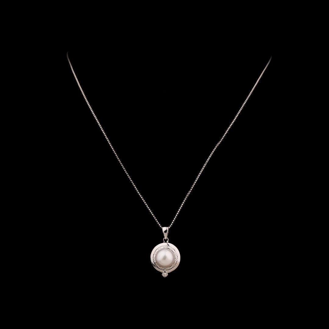 SILVER PEARL EARRING WITH CHAIN