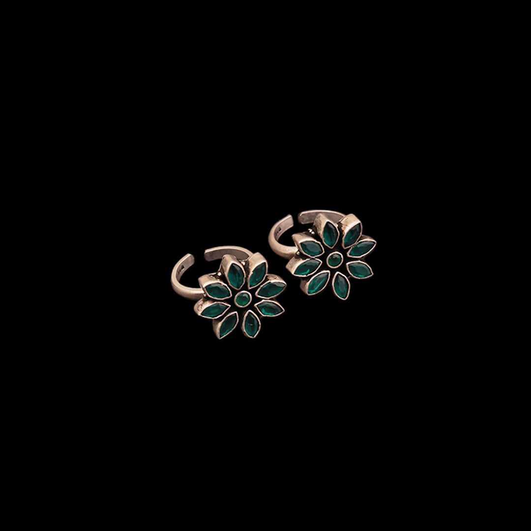 SILVER FLORAL TOE RING