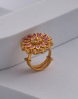 ETHNIC PINK KUNDAN RING