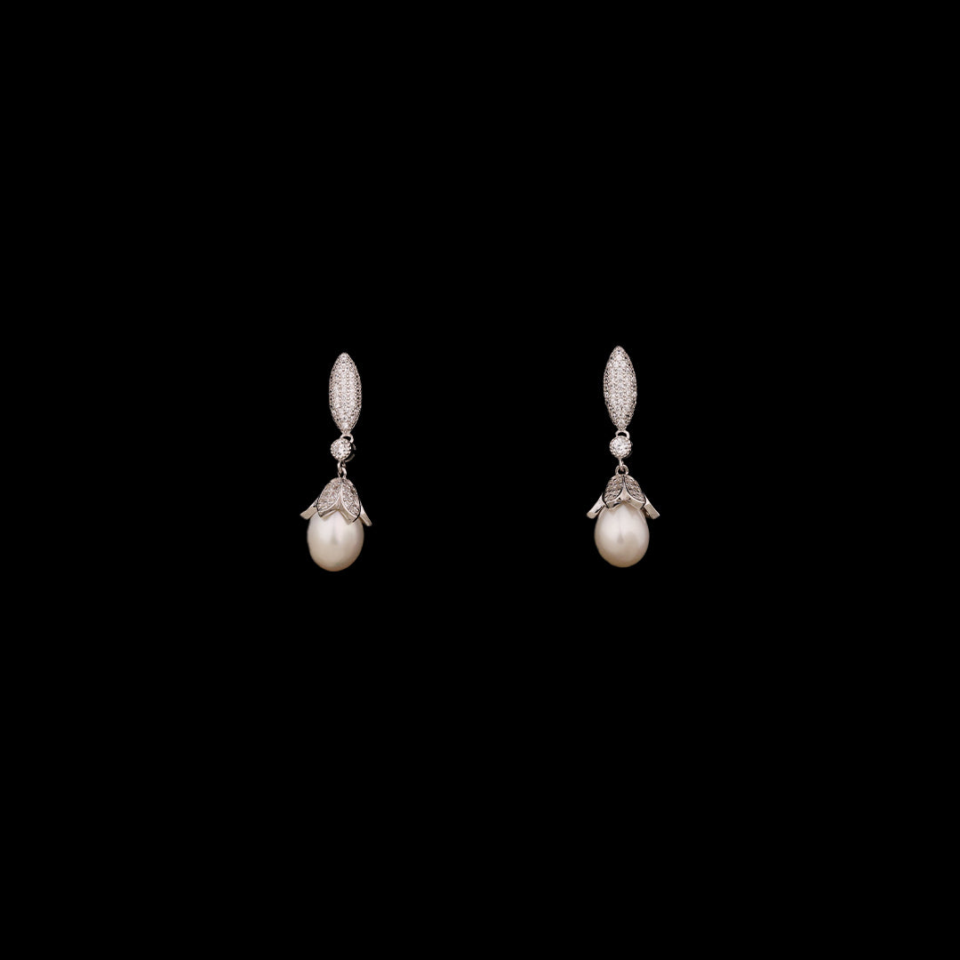 SILVER PEARL EARRING WITH NECK CHAIN
