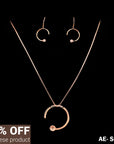 SILVER ROSE GOLD HALF MOON  EARRINGS WITH NECK CHAIN