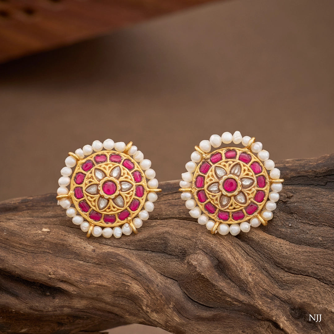 RUBY PEARL BLOSSOM STUDS