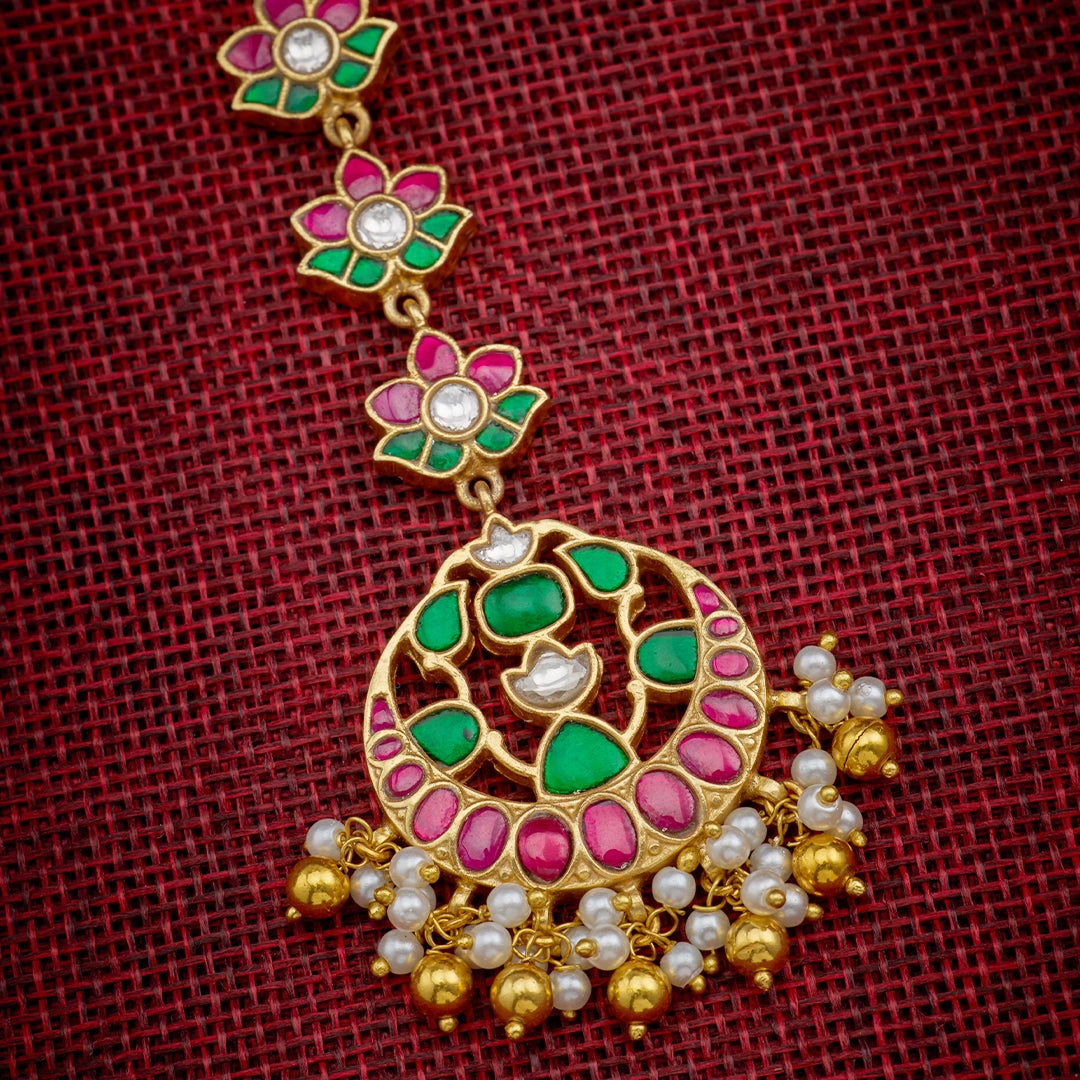 LOTUS KUNDAN PEARL MAANG TIKKA