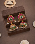 GULABI KUNDAN PEARL JHUMKA