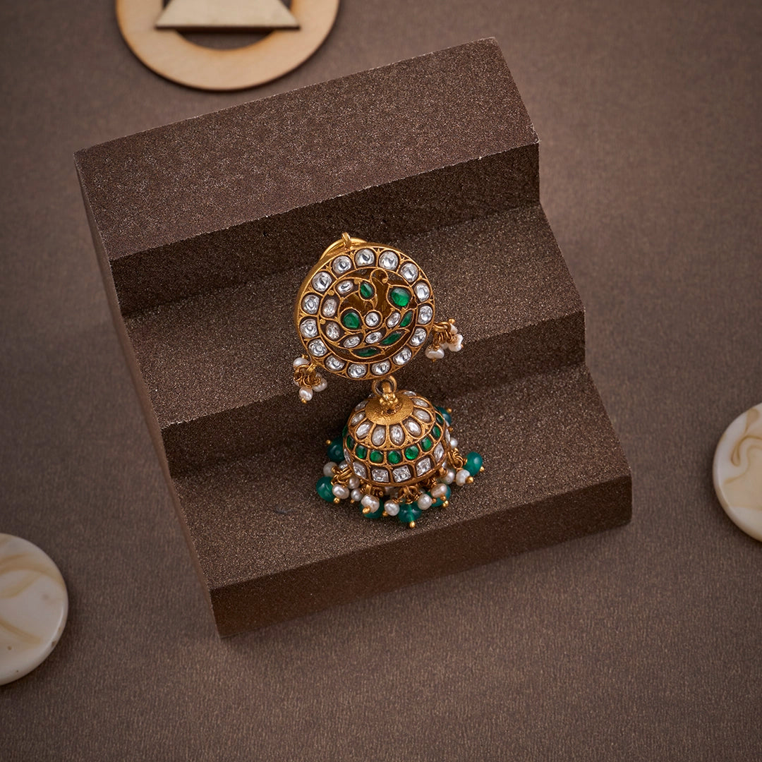 GREEN KUNDAN JHUMKA