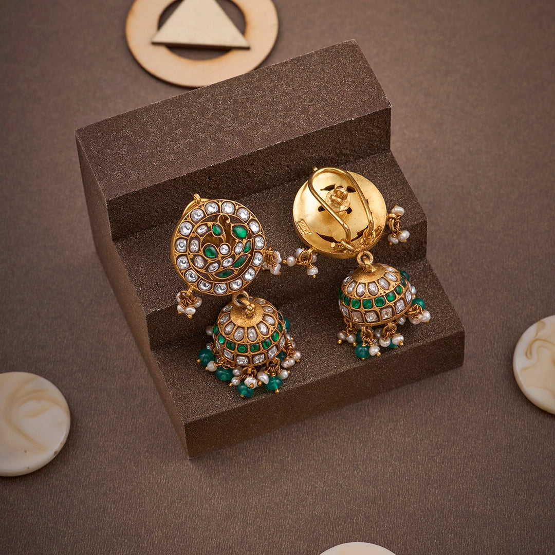 GREEN KUNDAN JHUMKA