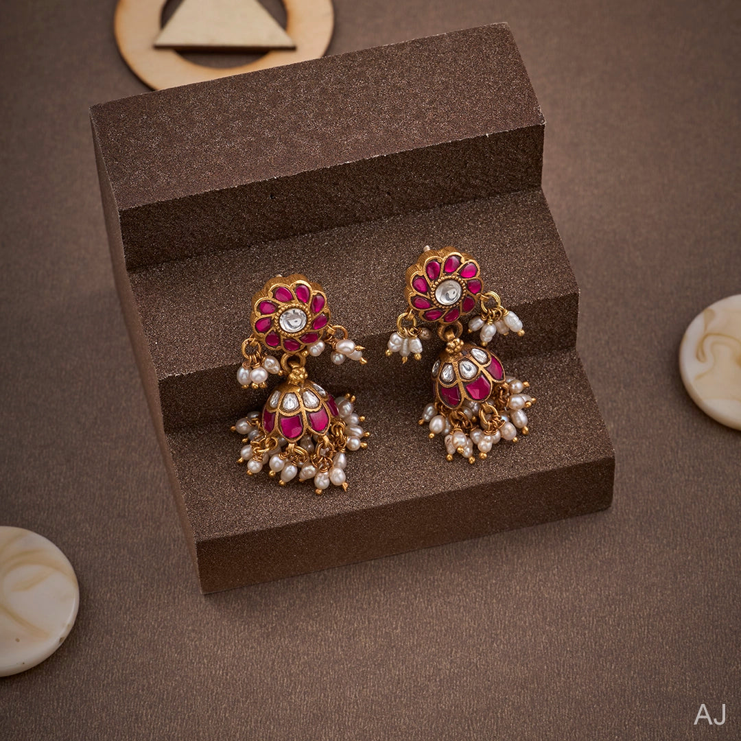 PINK POP KUNDAN JHUMKA